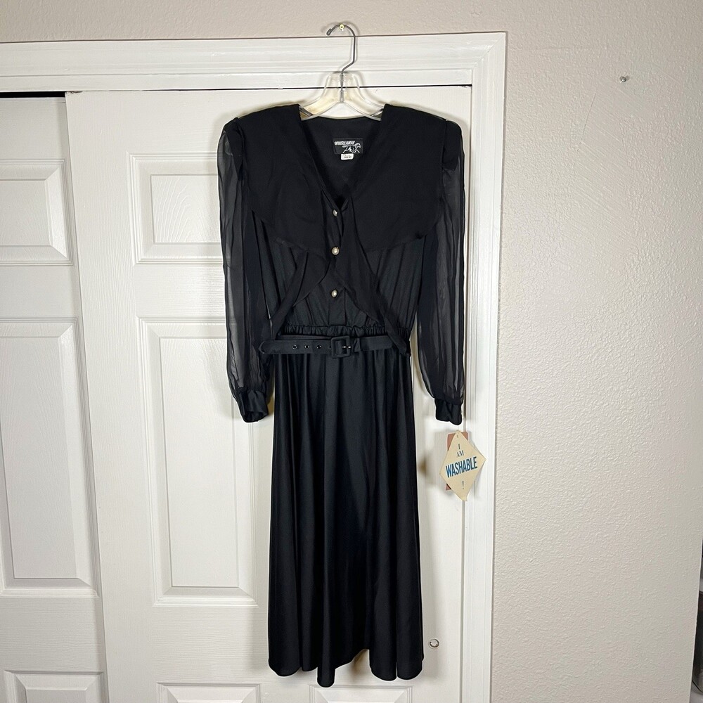 Vintage Montgomery Ward Dress Whirlayway Whimsy Gothic Belted 8P